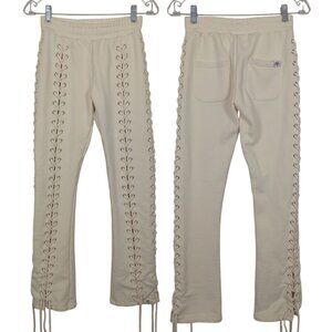 Hidden Cult Lace-Up Pants Joggers Women’s S Cream 100% Cotton Sweden Design